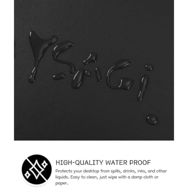 YSAGi Non-Slip Desk Pad, Waterproof PVC Leather Desk Table Protector, Ultra Thin Large Mouse Pad, Easy Clean Laptop Desk Writing Mat for Office Work/Home/Decor (80 x 40 cm, Black)