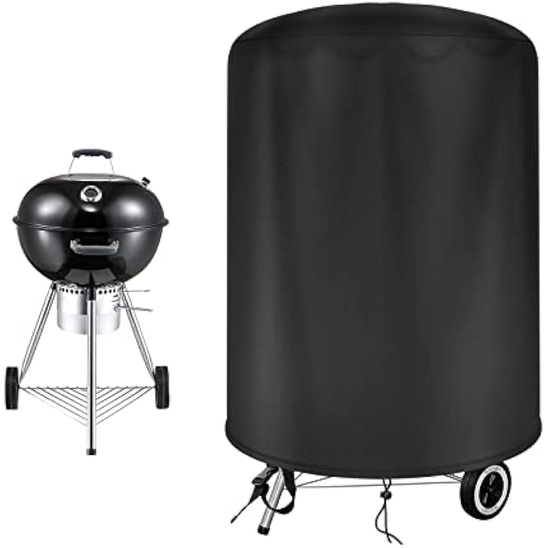 Raweao Kettle BBQ Cover 57cm for Weber, Waterproof Round Barbecue Cover 500D Oxford Weatherproof Compact BBQ Cover for Weber Spirit bbq(Φ71x68cm)