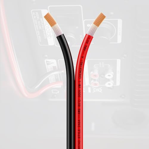 Piwaal 14AWG Spool 2.0mm² 25 ft Per Spool 14 Gauge 2Parallel Wire (Red 7.62M Black 7.62M) Bare Copper Wire for LED Strips/Bulbs/Lamps.