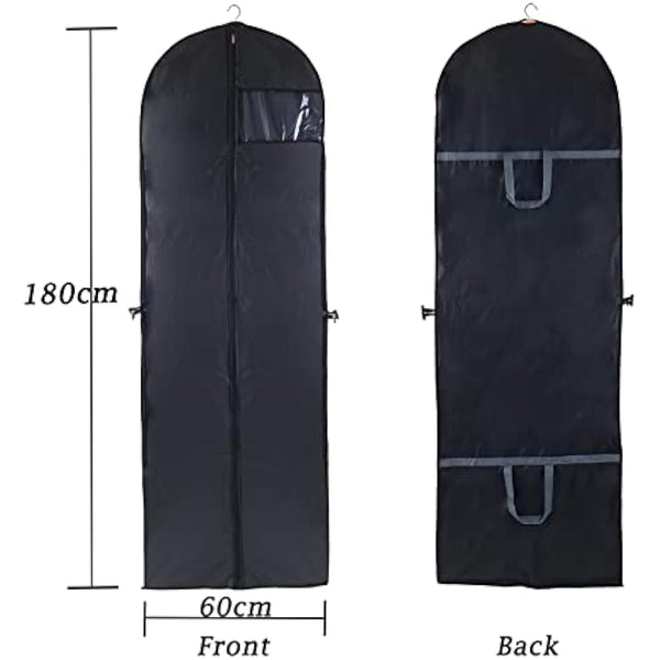 Niviy Long Dress Bags Covers, Dust-proof Clothes Covers Moth Proof Garment Bags Anti-Moth Protector Folding Long Coat Covers with Pocket and Handle,Pack of 1, 60 * 180cm (Black)