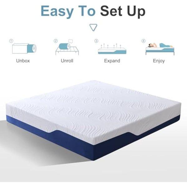 Hiimgo Super King Mattress (180x200x25cm) – 25cm Medium Firm Memory Foam Mattress with Carved Knitted Cover for Pressure & Back Pain Relief