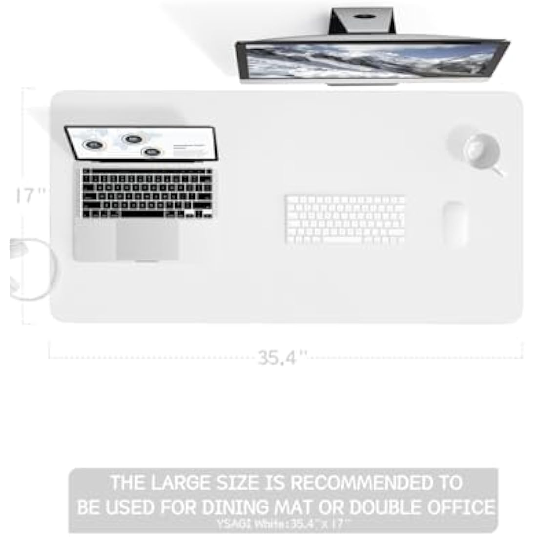 YSAGi Non-Slip Desk Pad, Waterproof PVC Leather Desk Table Protector, Ultra Thin Large Mouse Pad, Easy Clean Laptop Desk Writing Mat for Office Work/Home/Decor (90 x 43 cm, White)