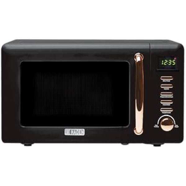 Haden Salcombe 800W Microwave Oven - Versatile with Defrost, Reheat & Cooking Functions - Spacious 20L Capacity - Convenient Digital Timer - 5 Power Levels - Sleek Black & Copper Design