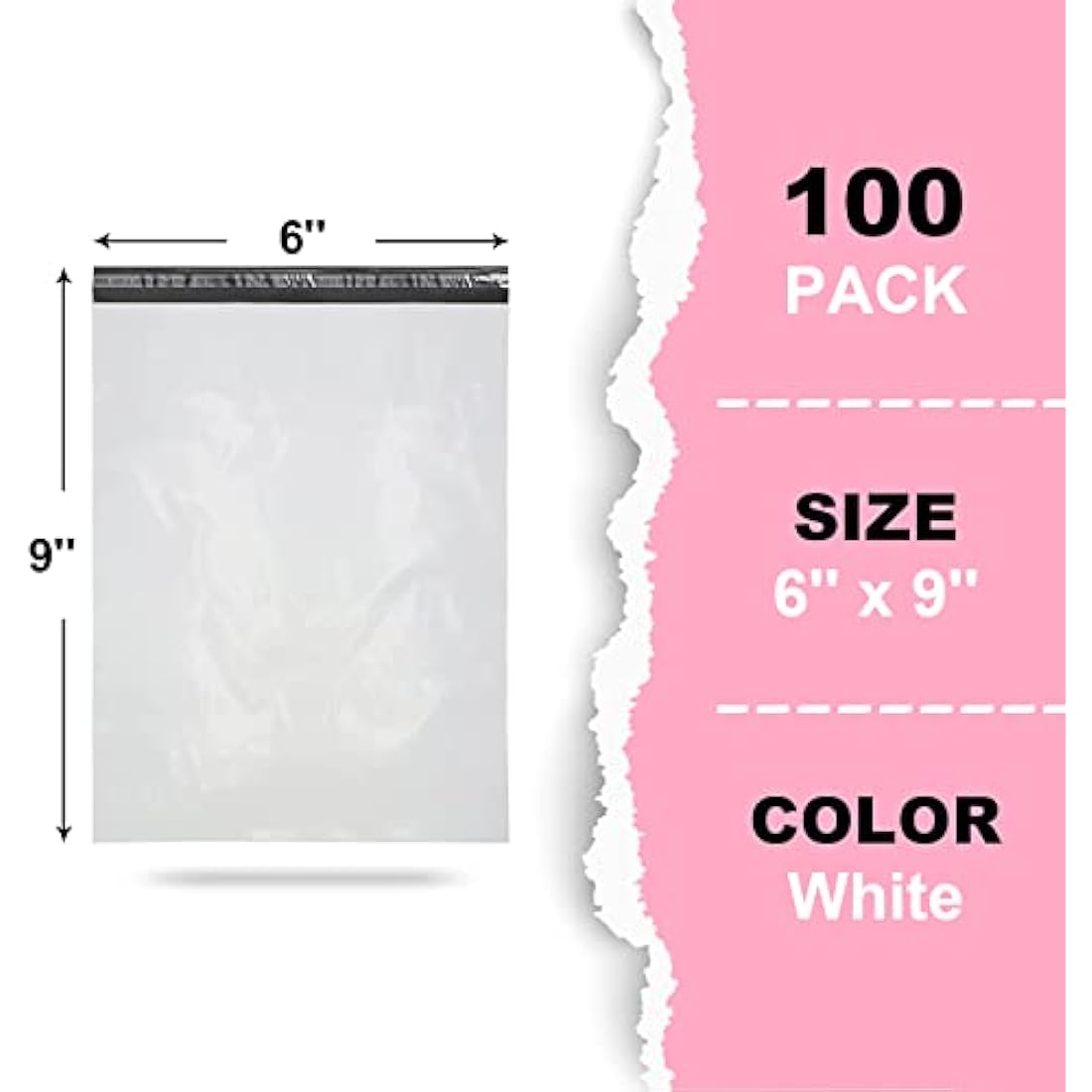 Mailing Postal Bags Self-Seal Closure - 6''x9''(152×228mm) - 100 Mixed Mailing Postal Self-Seal Closure Plastic Bags - Waterproof Plastic Envelopes for Posting