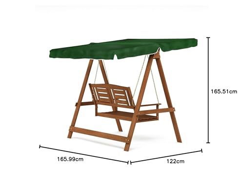 Furinno Tioman Hardwood Hanging Porch Swing with Stand in Teak Oil, Natural