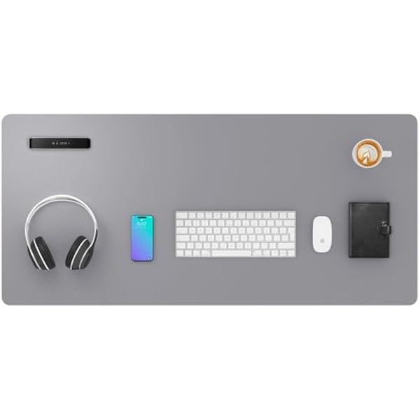 Aothia Leather Desk Pad Protector,Mouse Pad,Office Desk Mat, Non-Slip PU Leather Desk Blotter,Laptop Desk Pad,Waterproof Desk Writing Pad for Office and Home (91cmx43cm,Light Grey)