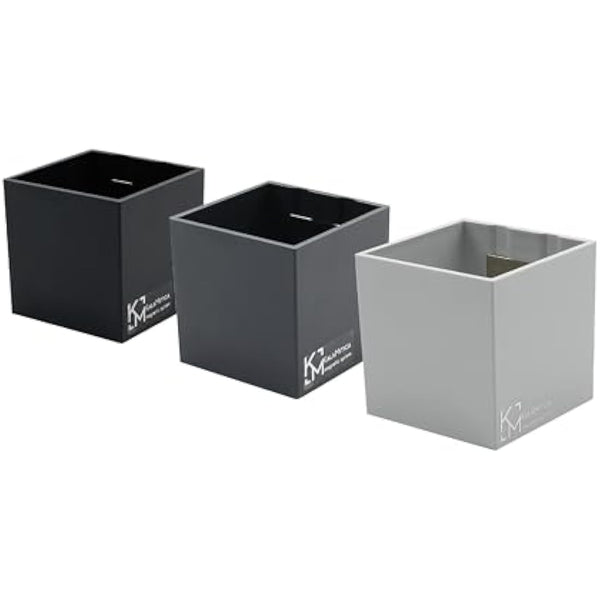 KalaMitica - Set of 3 Magnetic Cubes 6.5 cm - Ice, Gunmetal, Black - Storage Boxes or Plant Pot Holders with Powerful Magnet for Wall Magnetic Boards