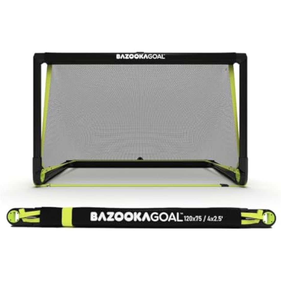 BazookaGoal Original Solid Frame Pop Up Goal - Folding Mini Soccer Goal for Kids and Adults - Portable Goal Post - Easy to Set-up & Steady