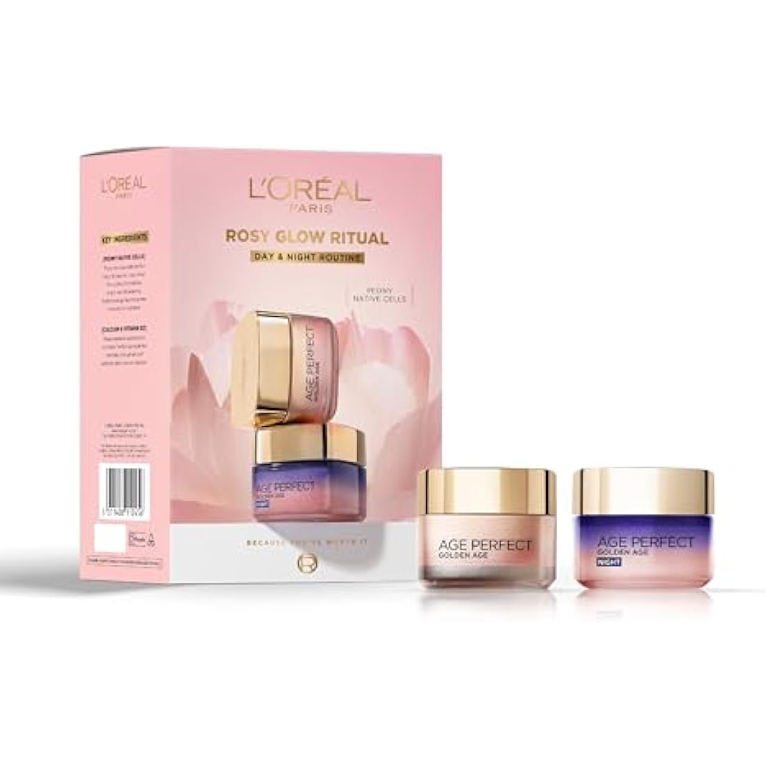 L'Oréal Paris Rosy Ritual Gift Set - Age Perfect Golden Age Rosy Re-Fortifying Day Cream 50ml, Cooling Night Cream 50ml & Complimentary Eye Mask