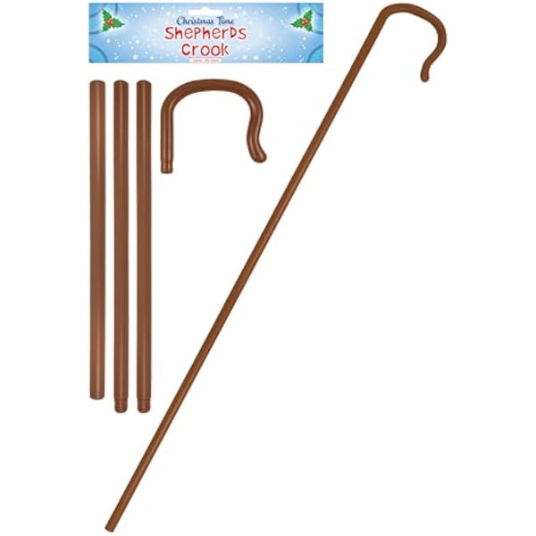 Henbrandt Single Shepherd’s Crook 4-Piece Accessory 168cm | 5.5ft Xmas Joseph Nativity Play Costume Crook Extendable Staff Shepherdess Cane Innkeeper Unisex Fancy Dress Accessories for Men and Women