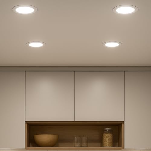 JANDEI – Pack of 20 18W LED Recessed Ceiling Lights, downlights Round, Flat, with matt White Aluminium Ring, Driver Included, Neutral White Light 4200K