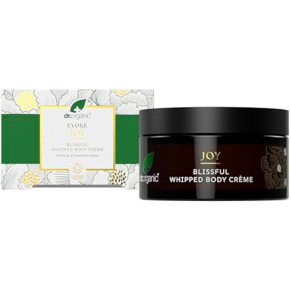Dr Organic Evoke Joy Blissful Whipped Body Crème, Hydrating Body Cream, 24-Hour Moisturisation, with Mimosa & Meadowsweet, Certified Organic, 200ml