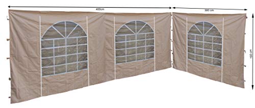 QUICK STAR Gazebo Side Wall, 300 x 193 cm / 400 x 193 cm, Polyester with PVC Window, Sand, Style: Garden, Waterproof, Star Shape