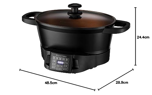 Russell Hobbs Good-to-Go 6.5L Electric Multicooker - 8 Digital functions inc Sear, Slow Cook, Steam, Boil, Keep warm & Roast, Cast aluminium housing, Glass lid, Dishwasher safe parts, 750W, 28270