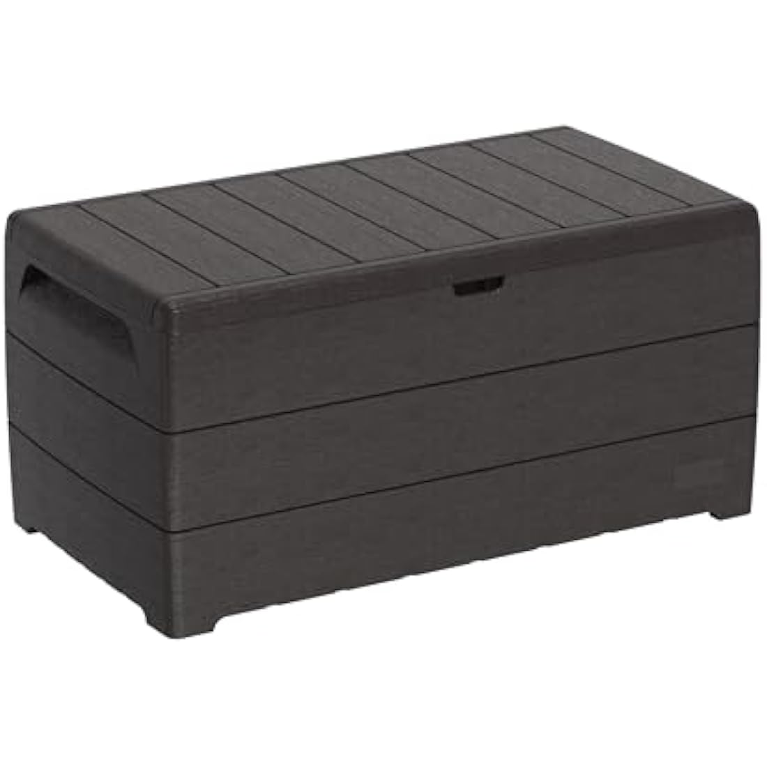 Duramax Cedargrain Durabox 416 Litre/ 110 Gallons, Outdoor Plastic Deck Box and Garden Furniture Organizer, Woodgrain Texture, Lockable Plastic Cushion Box with gas cylinder, Dark Brown