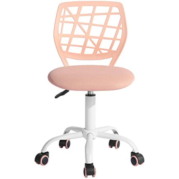 FurnitureR Office Chair Desk Chair Adjustable Height Swivel Fabric Seat Ergonomic Work Chair without Armrest, Light Pink