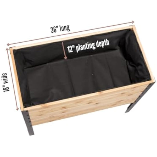 EARTH ELEVATED 100% Canadian Cedar Wood Elevated Garden Bed for Gardening - Planter Pot to Grow Herbs Flowers, and Vegetables at Home Indoor and Outdoor Patio Balcony Deck - 18” x 36” x 30”