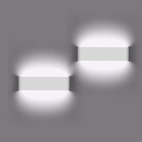 ChangM 12W Wall Light LED Indoor 2 Pack Wall Lamp More Bright Modern Wall Lighting Perfect for Bedroom, Living Room, Stairs and Bathroom Light, Cool White