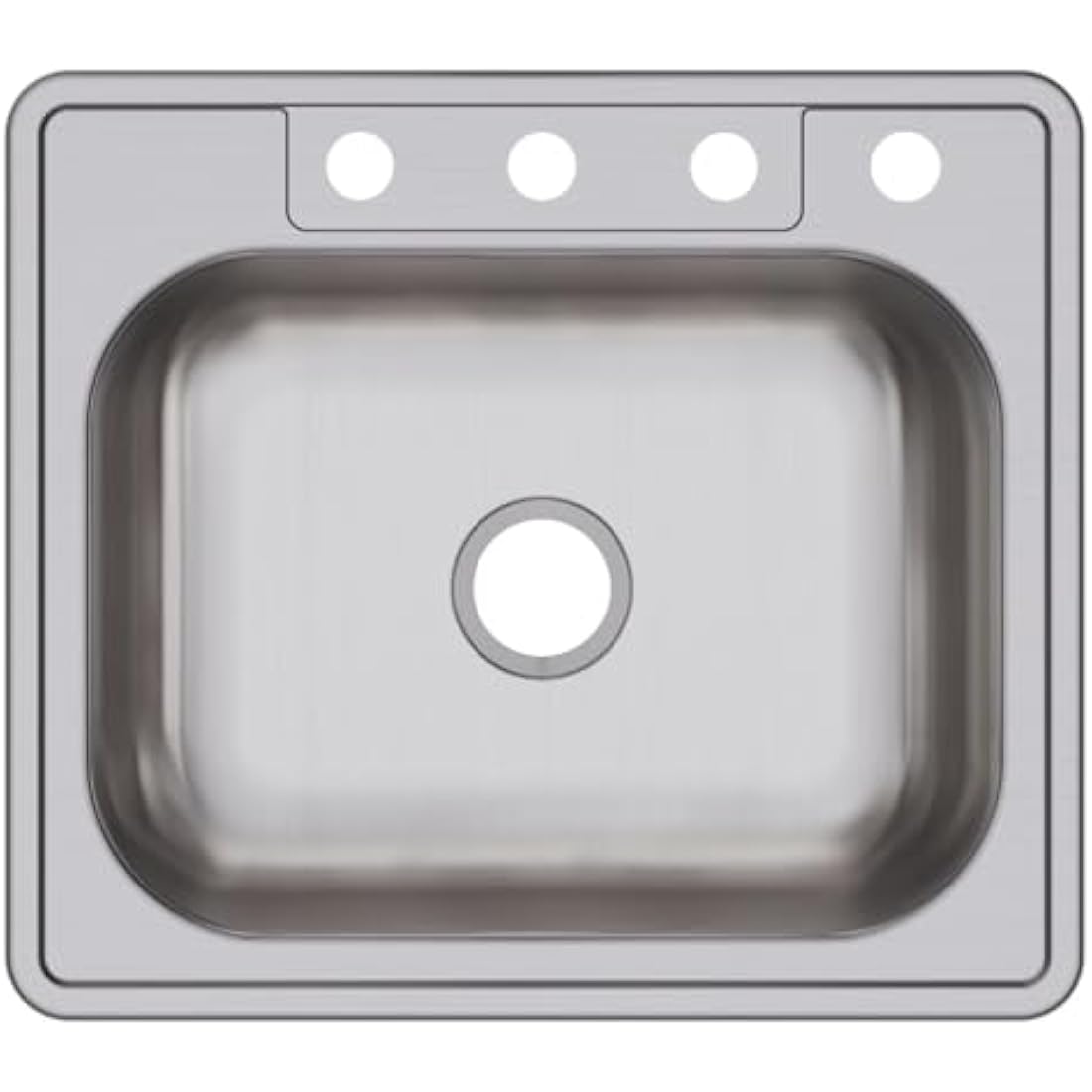 Elkay D125224 Dayton 25-Inch by 22-Inch Stainless Steel Single Bowl Four-Hole Kitchen Sink, Satin Finish