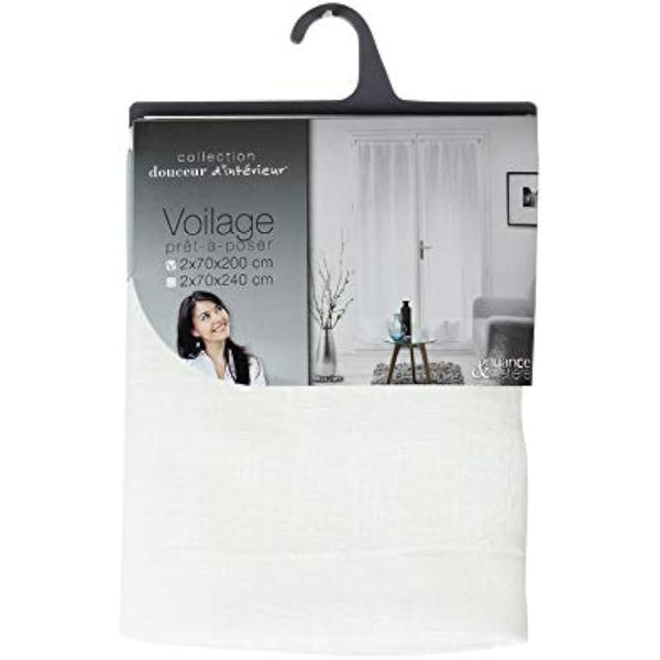 Douceur d'Intérieur Pair of Straight Curtain Rods 2 x 70 x 200 cm Milza White