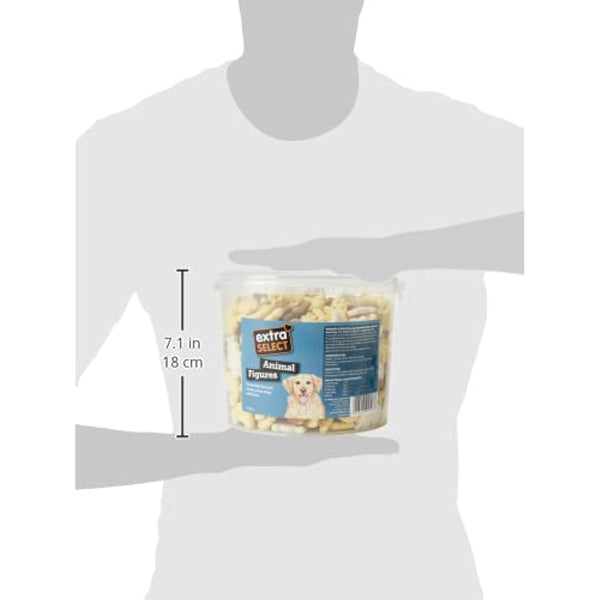 Extra Select 3 Colour Animal Figure Dog Treat Biscuits in a 3ltr Bucket (approx 420 biscuits)