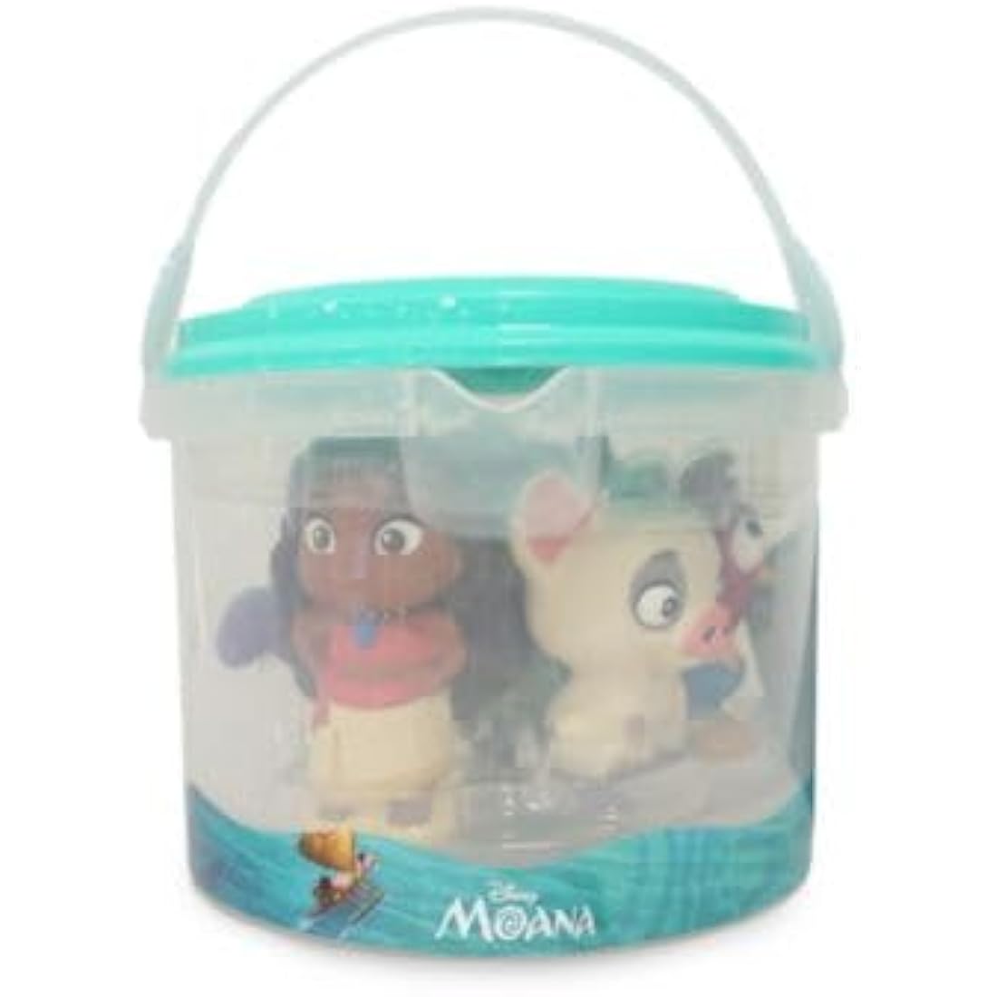 Disney Store Official Moana Bath Toy Set, 5 Pc. Set, Includes Moana, Maui, Pua, Hei-Hei, and Tamatoa, Moana Toys with Storage Bucket, Suitable for 6 Months+