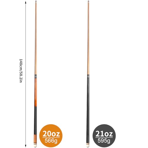 Aklot Pool Cue,Cue Sticks 58" Pool Cues Adult Canadian Maple Wood Cue Stick for Professional Billiard Players 20 21 oz