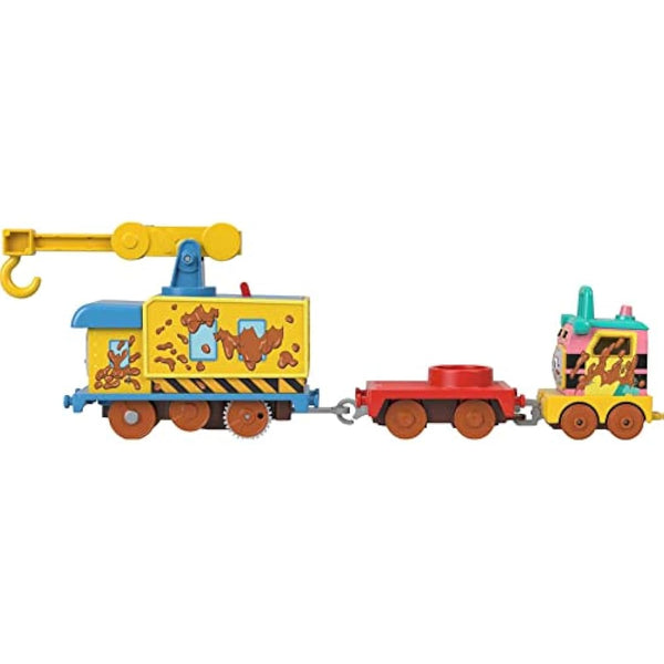 Fisher-Price Thomas & Friends Fix ‘em Up Friends motorized vehicle set with toy train engine and crane for kids ages 3 years and up, HHN43