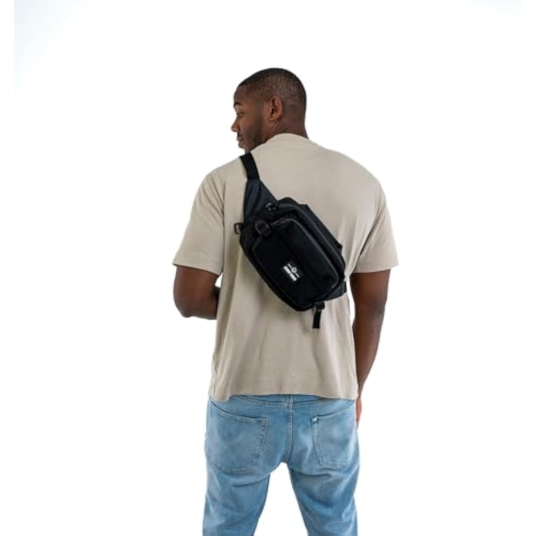 Johnny Urban Bum Bag Black - Travis - Large Waist Bag for Travel Hiking Outdoor - Breathable Airmesh & Adjustable Strap - Many Pockets with Zippers - Accessory Add On for Backpack