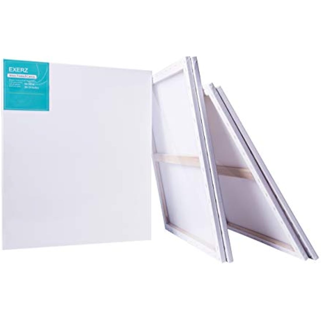 Exerz 50x60cm Pre-Stretched Canvas 4pk - 1.7cm Artist Framed Canvas Blank/ 280GSM 100% Cotton/Triple Primed/Acid Free/Medium Grain/Professional Artist Acrylic Paint, Oil Paint
