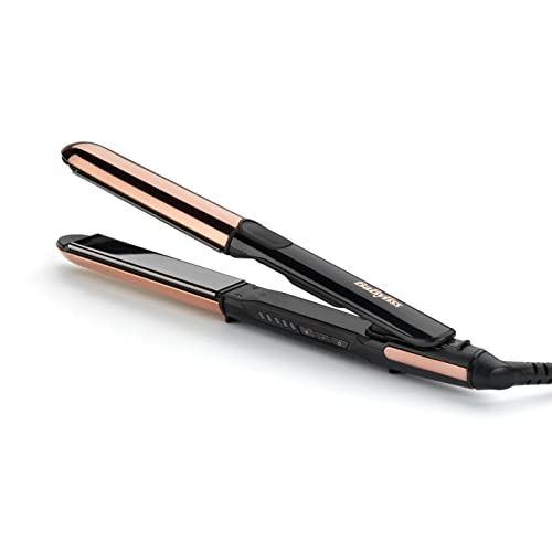 BaByliss Straight and Curl Brilliance Hair Straighteners - Curved Metal Design Easy Styling, Smoothing Titanium Plates, Ionic Anti-Frizz, Fast 15 Second Heat Up, 5 Heat Settings Up to 235°C, 2481U