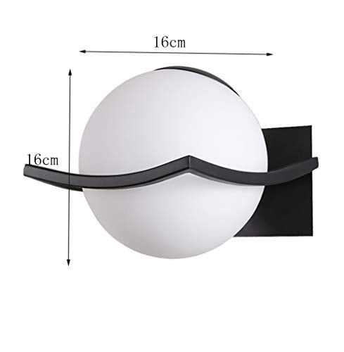 KRUIHAN LED Glass Ball Wall Lamps - Creative Glass Wall Lights for Bedroom/Bedside/Hallway/Living Room, LED Globe Wall Light(Bulb Not Included) Black