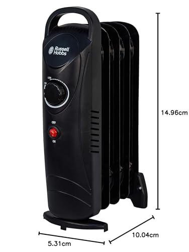 Russell Hobbs 1500W/1.5KW Oil Filled Radiator, 7 Fin Portable Electric Heater - White, Adjustable Thermostat with 3 Heat Settings, Safety Cut-off, 15 m sq Room Size, RHOFR5001, 2 Year Guarantee