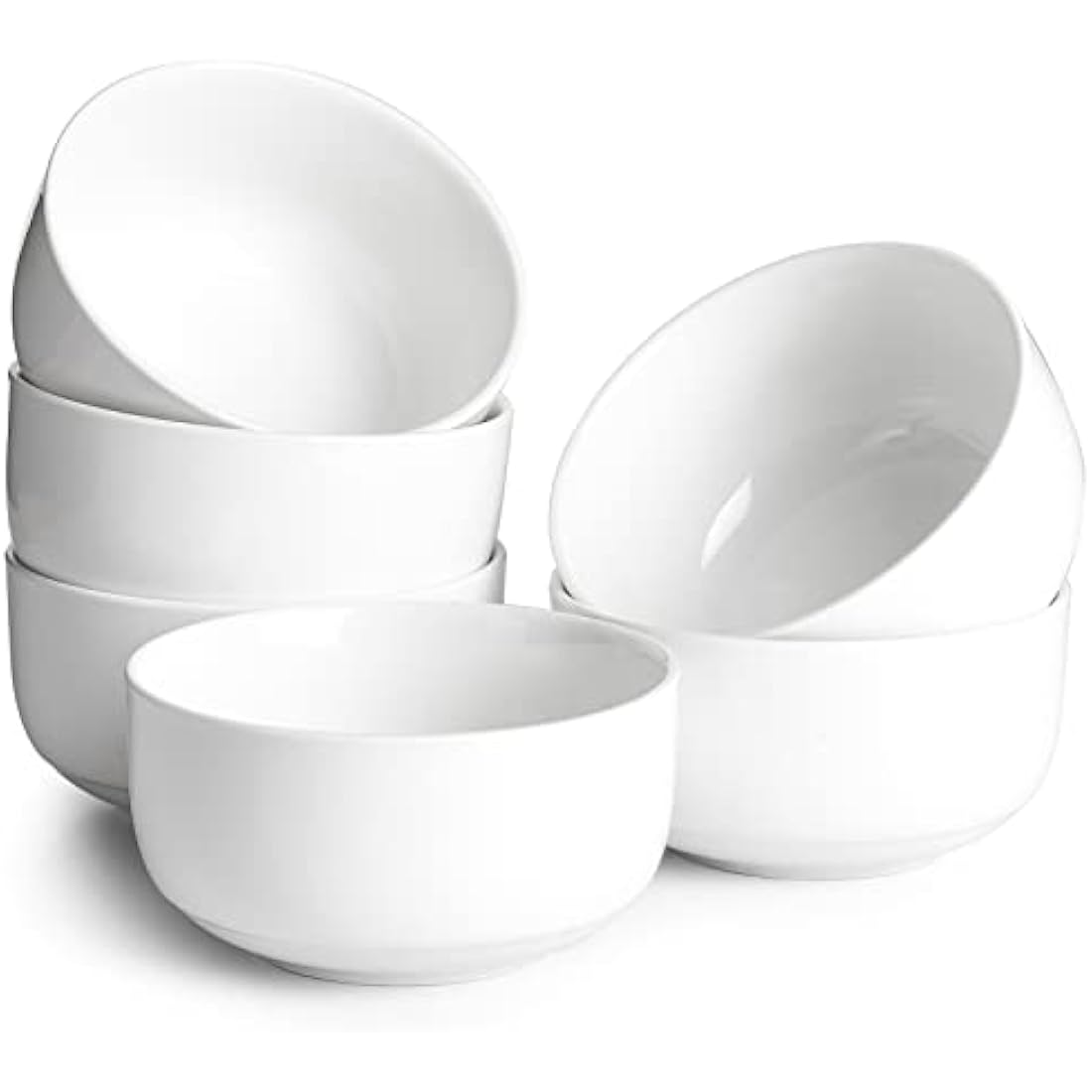 DOWAN Cereal Bowl, 650ml Ceramic Soup Bowls Set of 6 for Kitchen, Porcelain Bowls for Soup, Oatmeal, Rice, Ramen, Noodles, Fruit, Dishwasher Microwave Safe. Ø 13.3cm
