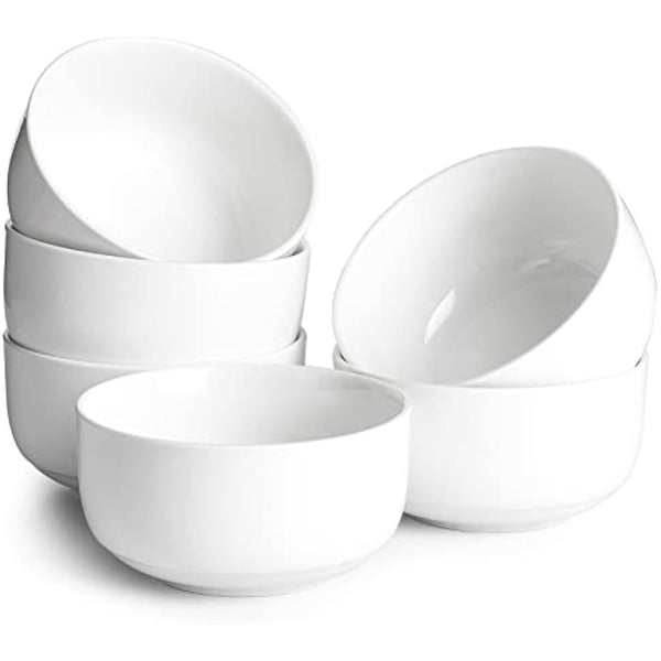 DOWAN Cereal Bowl, 650ml Ceramic Soup Bowls Set of 6 for Kitchen, Porcelain Bowls for Soup, Oatmeal, Rice, Ramen, Noodles, Fruit, Dishwasher Microwave Safe. Ø 13.3cm