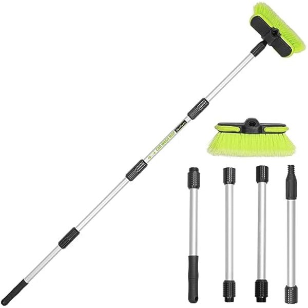 65”165cm Car Wash Brush Long Handle Soft Bristle Scrub Cleaning Mop with 4 hand-held Places Extendable Washing Brushes Broom Kit for RV Boat Truck SUV Caravan Solar Panel House Siding,Sweep Snow