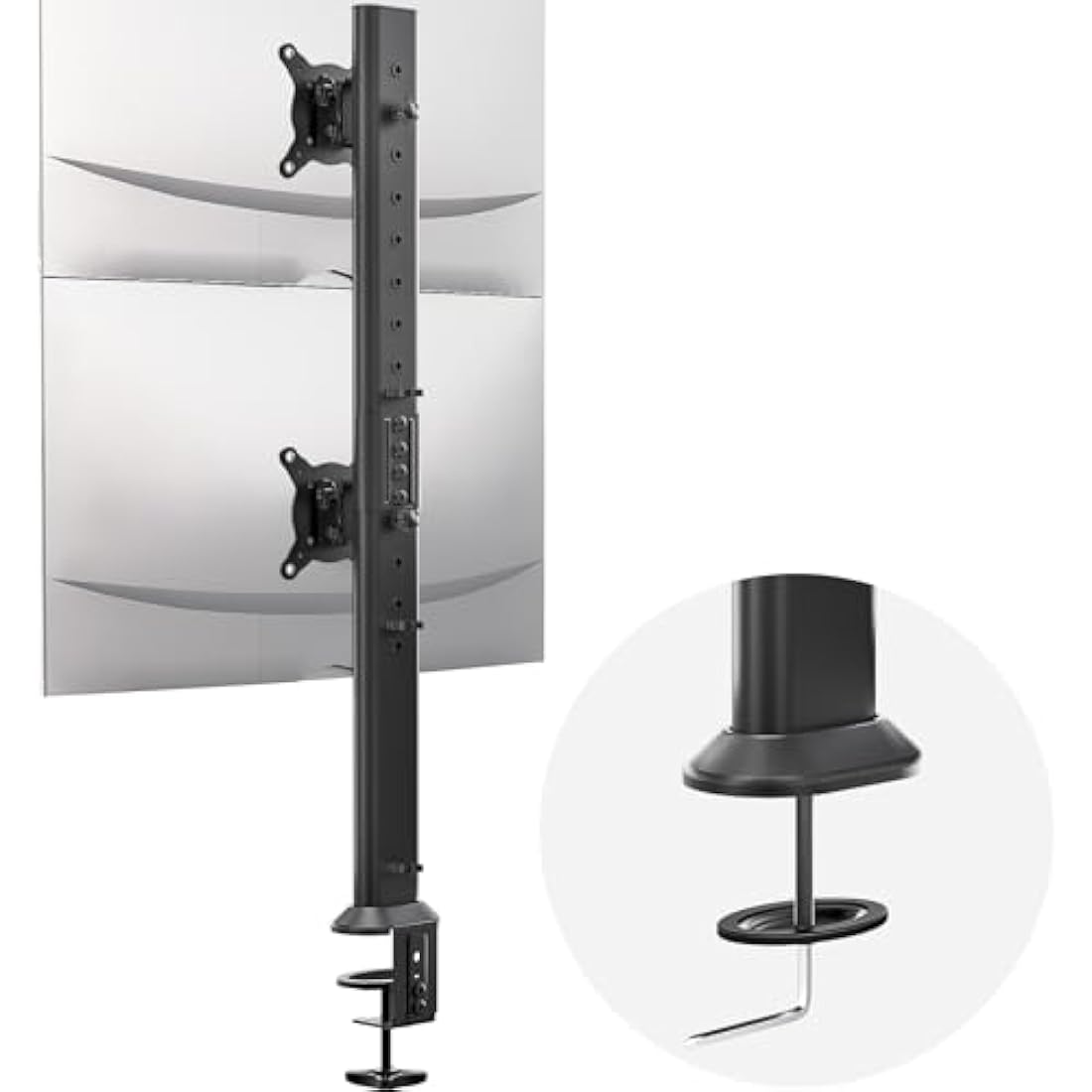 HEMUDU Dual Monitor Articulating Desk Mount Arm Stand - Vertical Stack Screen Supports Two 13 to 34 Inch Computer Monitors with C Clamp