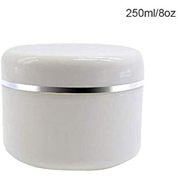 6PCS White Plastic Jar with Dome Lid 8 Oz (250g) Portable Refillable Cosmetic Makeup Face Cream Lotion Jar Lip Balm Lotion Storage Container Bottle Pot Case
