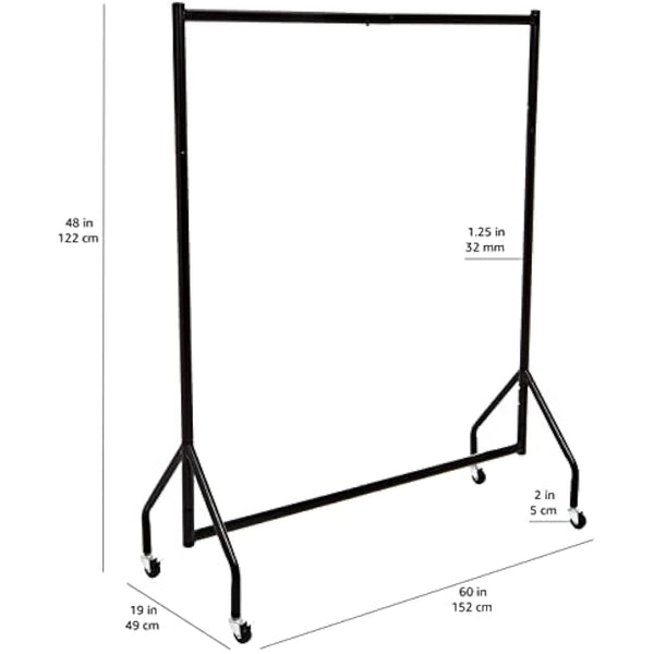 Amazon Basics Heavy Duty Clothes Rail Garment Rail, 1.21 x 1.52 m, Black