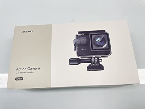 WOLFANG Action Camera 4K 60FPS 24MP GA300, WiFi 8X Zoom EIS Vlogging Camera, 40M Waterproof Underwater Camera for Snorkeling, External Mic, Remote Control and Helmet Accessories Kit for Cycling