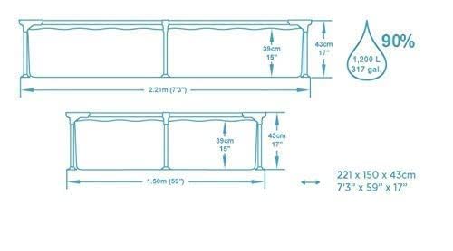 Bestway 56401 Steel Pro Pool | Swimming Pool, Rectangle Above Ground Fast Set Pool, Children’s Detachable Pool, Multiple Sizes, Blue, 221 x 150 x 43 cm