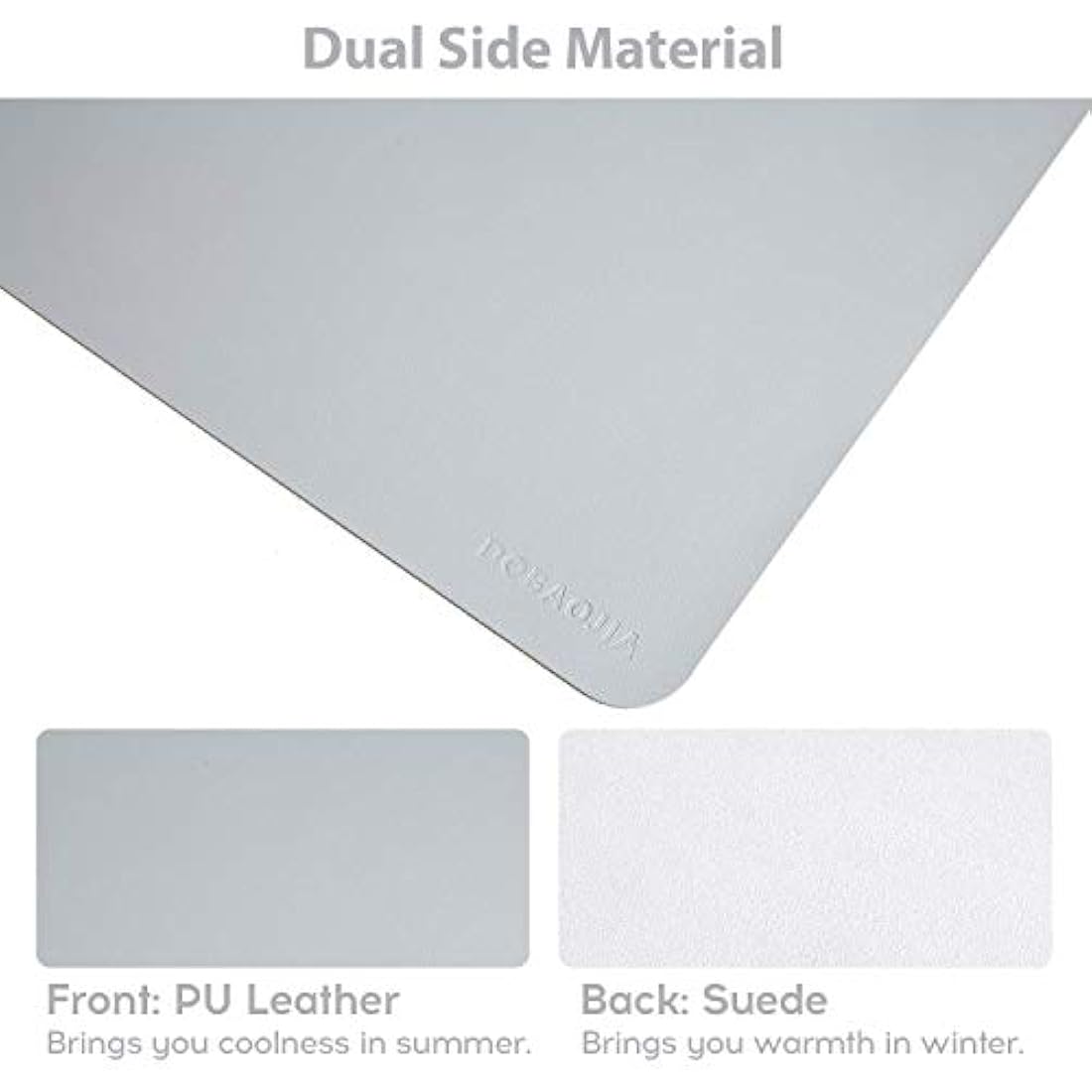 Desk Pad Large, DOBAOJIA Desk Mat, Laptop Mat, Writing Pad, Desk Blotter, Extended Mouse Mat, Large Mouse Pad for Office/Home, PU Leather Waterproof +Suede Non-Slip 27.5" X 13.8" (Grey)