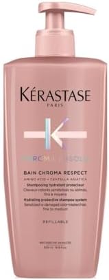 Kérastase Chroma Absolu, Hydrating and Protective Shampoo, Sensitised or Damaged Color-Treated Hair, Fine To Medium, With Glycerin, Amino Acid and Hyaluronic Acid, Bain Chroma Respect