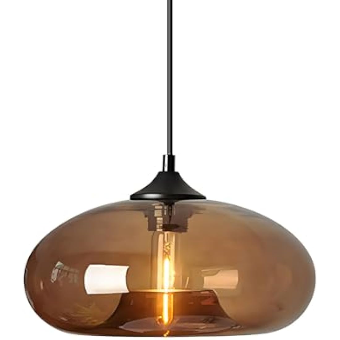 HJXDtech Pendant Light with 28cm Glass Lampsahde, Industrial Vintage Loft Bar E27 Ceiling Hanging Lamp for Kitchen, Dining &Living Room (Brown)
