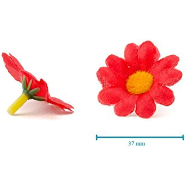 AKORD Artificial Gerbera Daisy Flowers Heads for DIY Wedding Party, Red, 0.38 x 0.38 x 0.2 cm