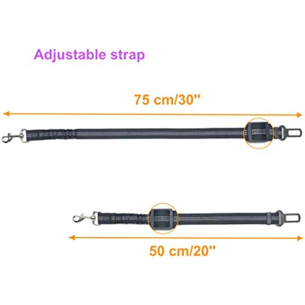 GoBuyer Dog Car Seat Belt for Pet Dogs Safety Harness Travel Accessories in UK, with Adjustable Heavy Duty Nylon and Anti Shock Elastic Bungee Buffer (Orange, Pack of 2)