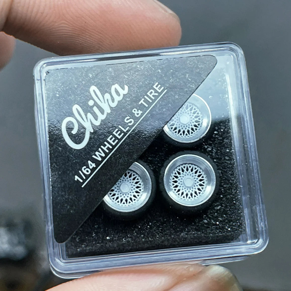 1/64 Chika  Wheels with Rubber Tires Model Car Modified Parts BBS RS  JDM VIP For Hotwheels Tomica MiniGT （Supplied with axle）