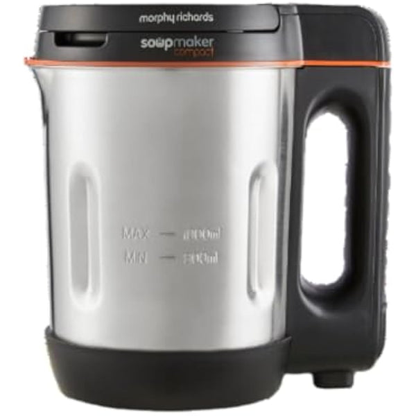 Morphy Richards Compact Soup Maker, Blend & Cook Smooth & Chunky Soup, Smoothies, Black & Stainless Steel, 1 Litre, 900 W, 501021