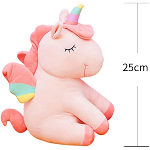 Unicorn Stuffed Animal Toys Cute Soft Unicorn Plush Hugging Pillow with Rainbow Wings Kawaii Toy for Kids Girls (25CM/9.8Inch, Pink)