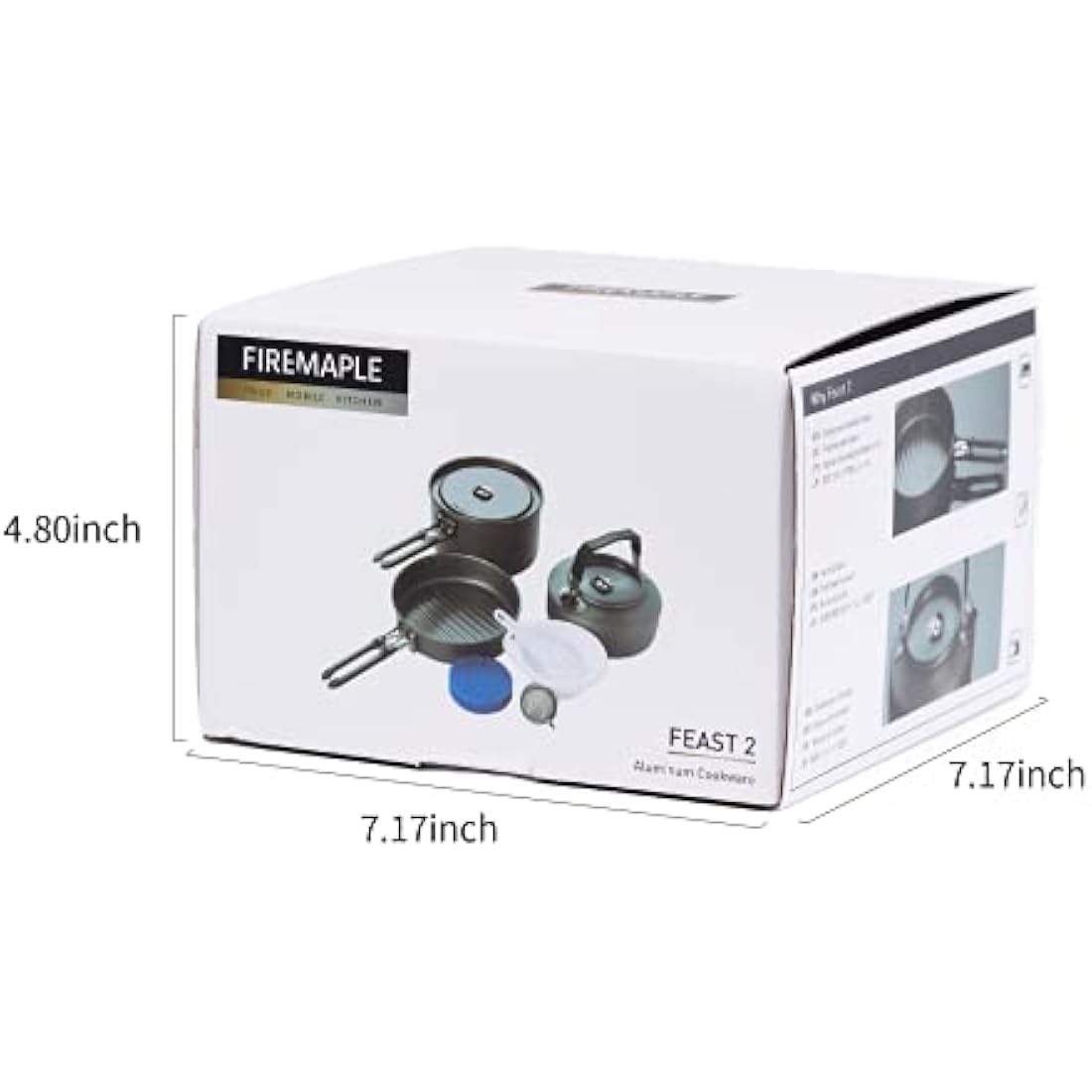 Fire-Maple Feast 2 Camping Cookware Set | Outdoor Cooking kit with Pot Kettle Pan Bowls and Spatula | Kitchen Utensils for 1 to 3 People Backpacking Trekking Hiking Fishing Picnic